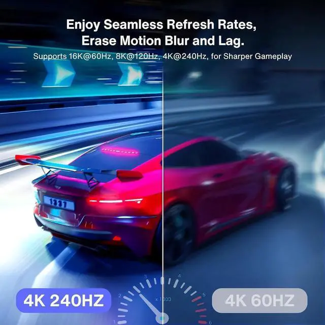 Alt view image 4 of 7 - DisplayPort Cable 3.3FT, Ultra Slim & Thin 8K 4K Display Port 2.1 Cable(DP Cable) Support 8K@60Hz, 4K@144Hz/120Hz 40Gbps HDR1 for Laptop,PC,Monitor