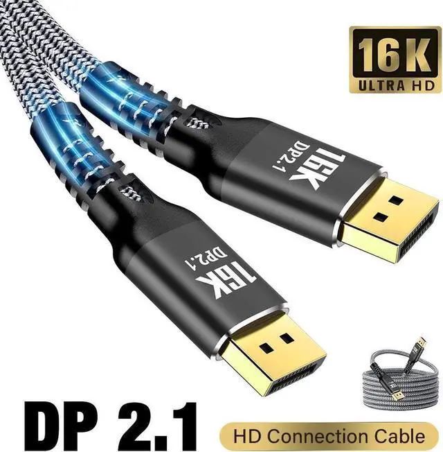Main image of 16K DisplayPort Cable 3.3FT, High Speed 16K@60Hz, 4K@240Hz, 80Gbps, DisplayPort to DisplayPort Cable 2.1 DP to DP Cable Compatible for Gaming Laptop TV Computer Monitor