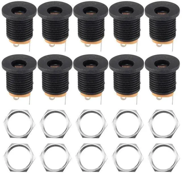 Main image of For 10 Pcs 3-terminal Soldering 2.1mm x 5.5mm Female Power Jack DC Socket