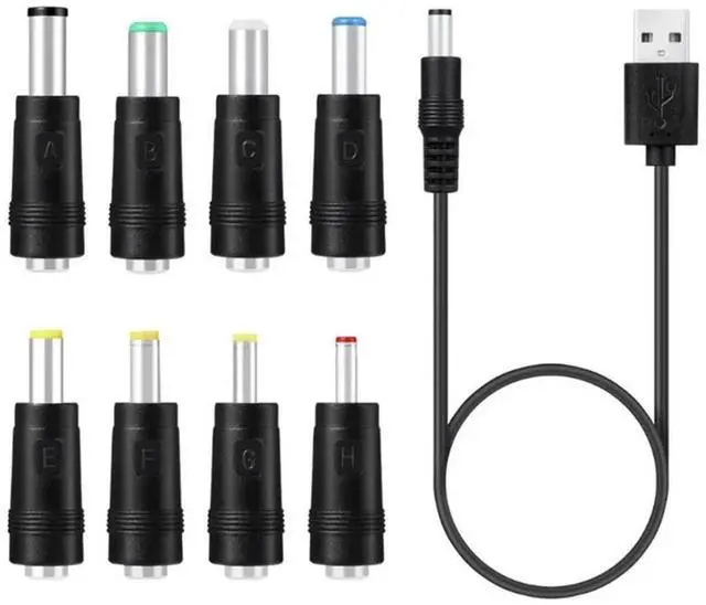 Main image of For 8 In1 5V USB to DC 5.5X2.1mm 3.5mm 4.0mm 4.8mm 6.4mm 5.5X2.5mm 6.3mm Plug Charging Cord for Fan Speaker Router LED Lamp