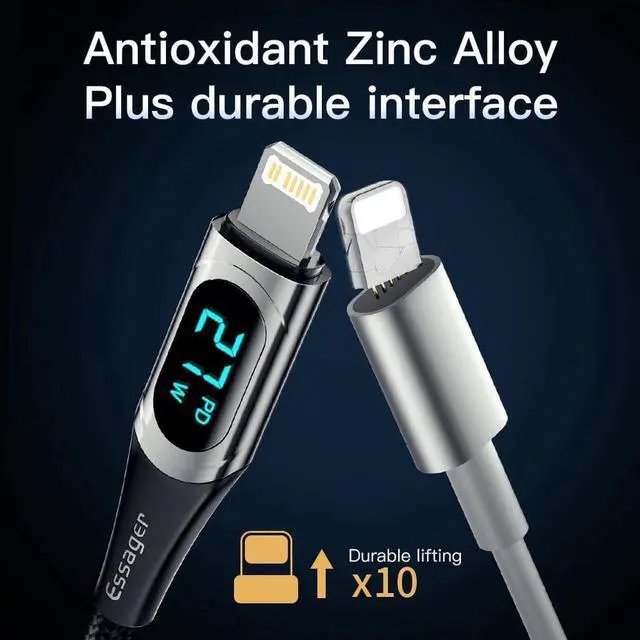 Alt view image 4 of 7 - 3.3FT/1-Pack USB C to Lightning Cable Nylon Braided MFi Certified, 27W Max PD Fast Charging Cable, Type C to Lightning Charger for iPhone 14 13 12 11 Pro Max X XS XR XS Max 8 Plus and More