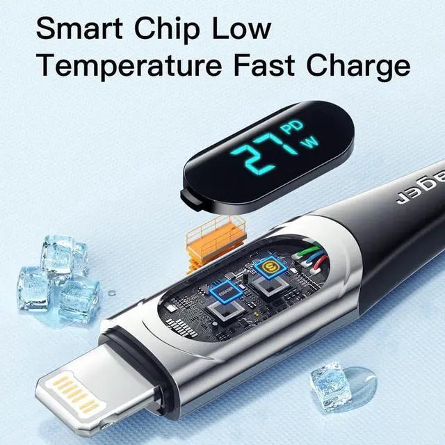 Alt view image 7 of 7 - 3.3FT/1-Pack USB C to Lightning Cable Nylon Braided MFi Certified, 27W Max PD Fast Charging Cable, Type C to Lightning Charger for iPhone 14 13 12 11 Pro Max X XS XR XS Max 8 Plus and More