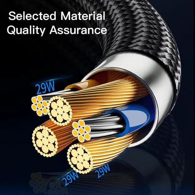 Alt view image 4 of 7 - USB C Cable to i-Product 29W Fast Charging Cable with LED Display - Nylon Braided MFi Certified, Supports Data Transfer Type C Cable, 3.3FT/1M,2 Pack Black