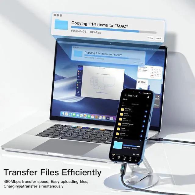 Alt view image 3 of 7 - USB C Cable to i-Product 29W Fast Charging Cable with LED Display - Nylon Braided MFi Certified, Supports Data Transfer Type C Cable, 3.3FT/1M,2 Pack Black