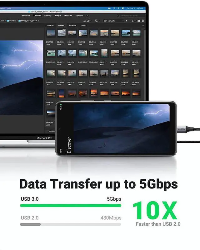 Alt view image 3 of 7 - USB C Cable 3.0 Fast Charging - USB A to USB C Cable 5Gbps Fast Data Transfer Nylon Braided Type C Charger Cord Compatible with Galaxy S21 S20 Note 20 LG V30 G6 iPad Mini 6 PS5 Switch 3FT