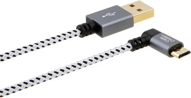 Alt view image 2 of 5 - Angle Micro USB Cable, [2-Pack] 10 Feet Left Angle Micro USB 2.0 Braided Cable, 90 Degree Vertical Left USB 2.0 A Male to Micro USB Male with Aluminium Case,3 Meters, Space Gray