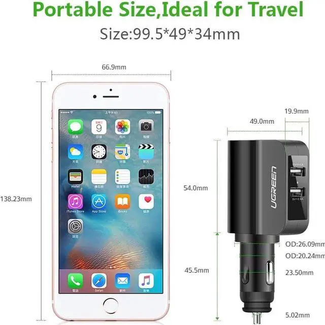 Alt view image 6 of 7 - Car Charger, 60W 5V 3.4A Dual USB with Extra Fuse Tube for iPhone X/Xs/XR/Xs Max, 8/7 Plus,6 6s Plus,SE 5s Galaxy S7,S6 in-Car Navigation, Voice Initiated Calling, and Music Streaming And More