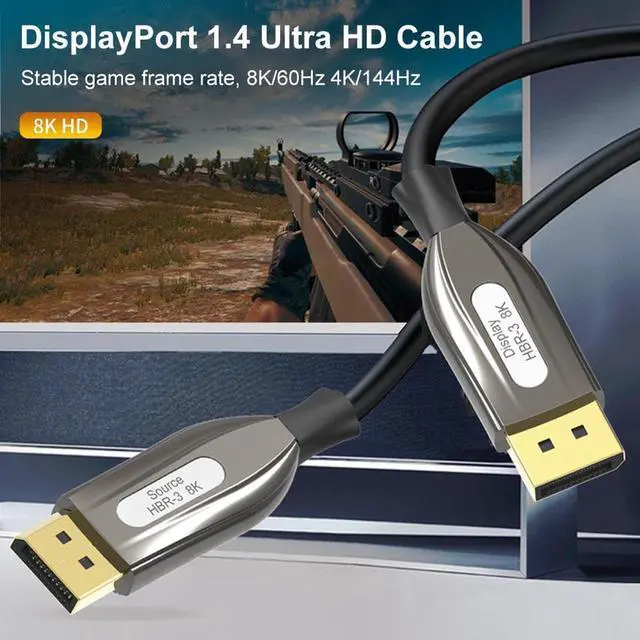 Alt view image 2 of 7 - Unidirectional DP Fiber Optic Cable 16ft, 8K Fiber Displayport Cable Support HBR3, DSC 1.2, HDR10, 32.4Gbps, 8K@60Hz, 4K@144Hz, Thin and Slim Fiber DP1.4 Cable with Optic Technology