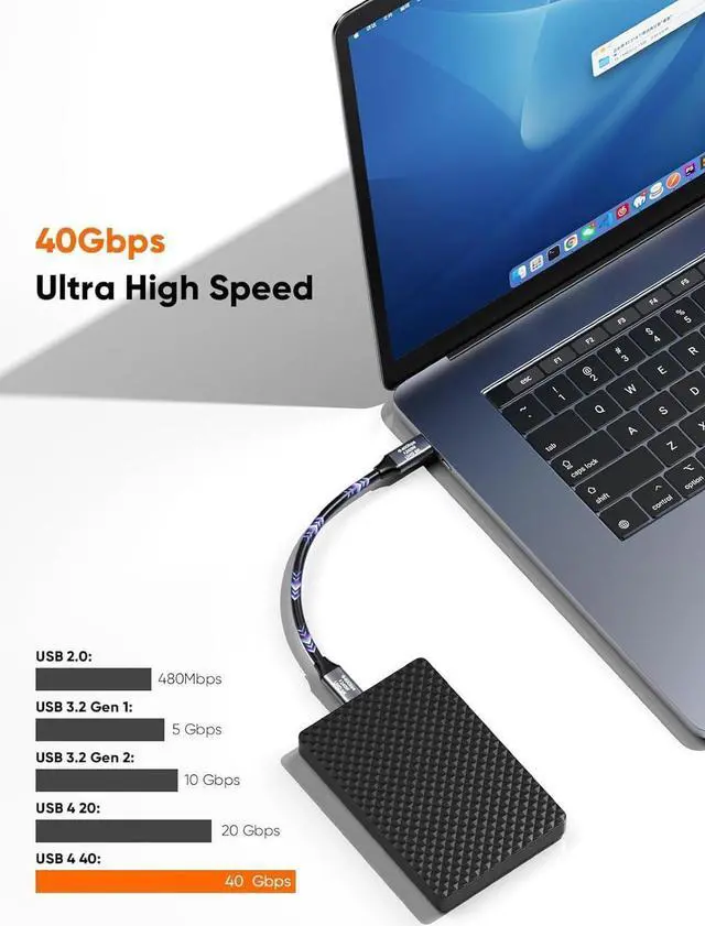Alt view image 4 of 7 - Short USB4 Cable 1FT, Thunderbolt 4 Cable 40Gbps, 240W, 8K@60Hz, Compatible with Thunderbolt 3, Thunderbolt 4 and USB-C