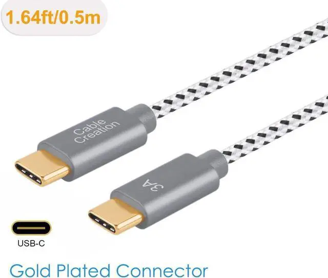 Main image of Short USB C Cable 0.5m 1.6FT 60W USB C to USB C Fast Charging Cable Short USB Type-C to C Cable Braided 3A 480Mbps Data for MacBook Pro Air iPad Air Pro S21/S20 Pixel 4/5 etc. Space Gray