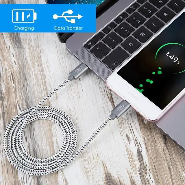 Alt view image 6 of 7 - Short USB C Cable 0.5m 1.6FT 60W USB C to USB C Fast Charging Cable Short USB Type-C to C Cable Braided 3A 480Mbps Data for MacBook Pro Air iPad Air Pro S21/S20 Pixel 4/5 etc. Space Gray