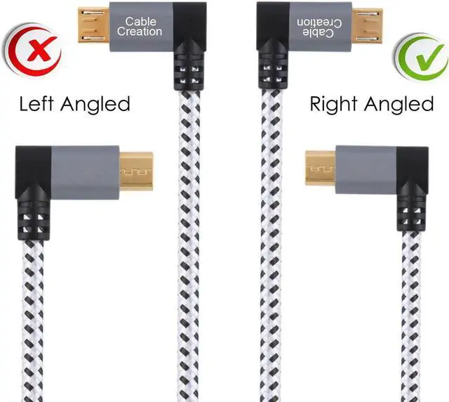 Alt view image 3 of 6 - 10 Feet Right Angle Micro USB 2.0 Braided Cable, 90 Degree Vertical Right USB 2.0 A Male to Micro USB Male with Aluminium Case,3 Meters,Space Gray