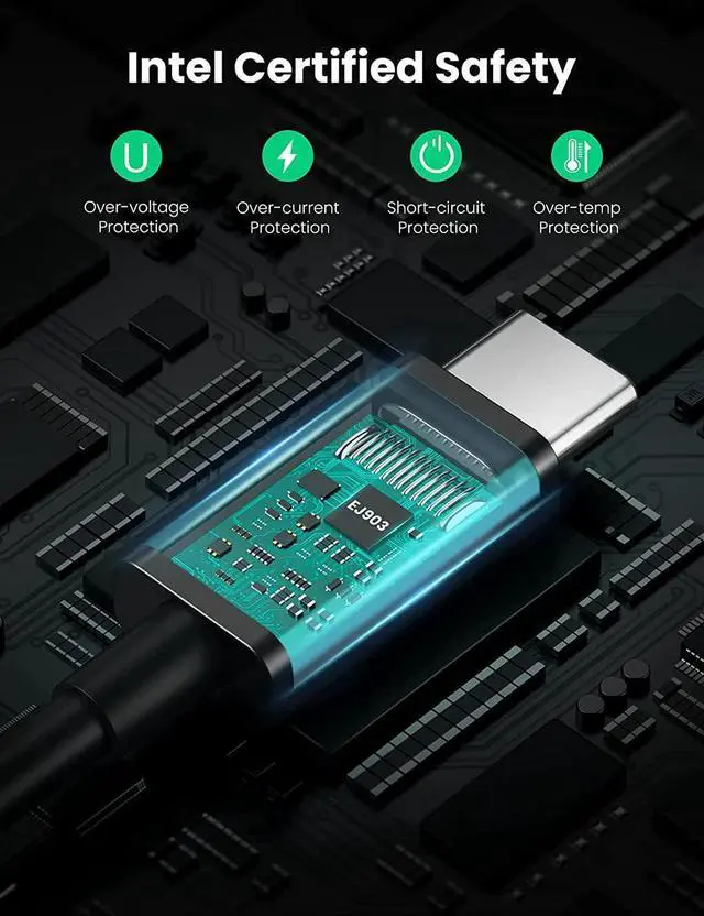 Alt view image 3 of 7 - Thunderbolt 4 Cable, 2.6FT USB-C to USB-C Cable with 100W Fast Charging and 8K Video, Compatible with Thunderbolt 3, USB4 and USB-C, MacBook, eGpu, USB-C Docking Stations