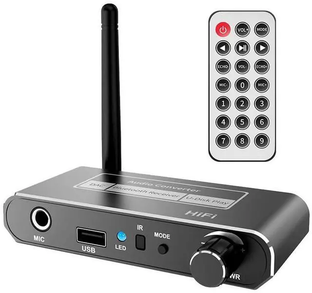 Main image of For Wireless HIFI DAC Converter 5.2 Receiver Audio Coaxial To R/L 3.5Mm Aux Adapter with U Disk Play Mic