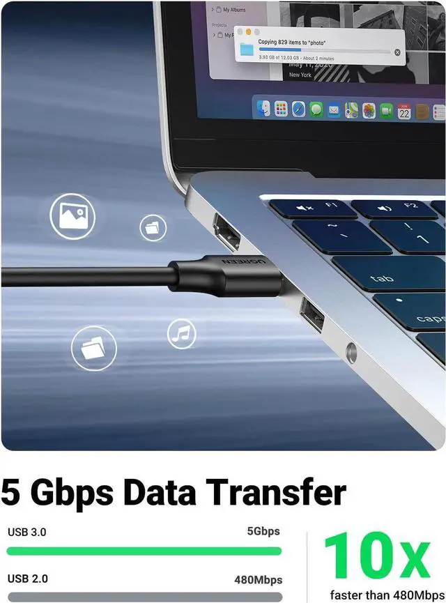 Alt view image 5 of 7 - USB Extender, USB 3.0 Extension Cable Male to Female USB Cable High-Speed Data Transfer Compatible with Webcam, Gamepad, USB Keyboard, Mouse, Flash Drive, Hard Drive, Oculus VR, Xbox 3 FT