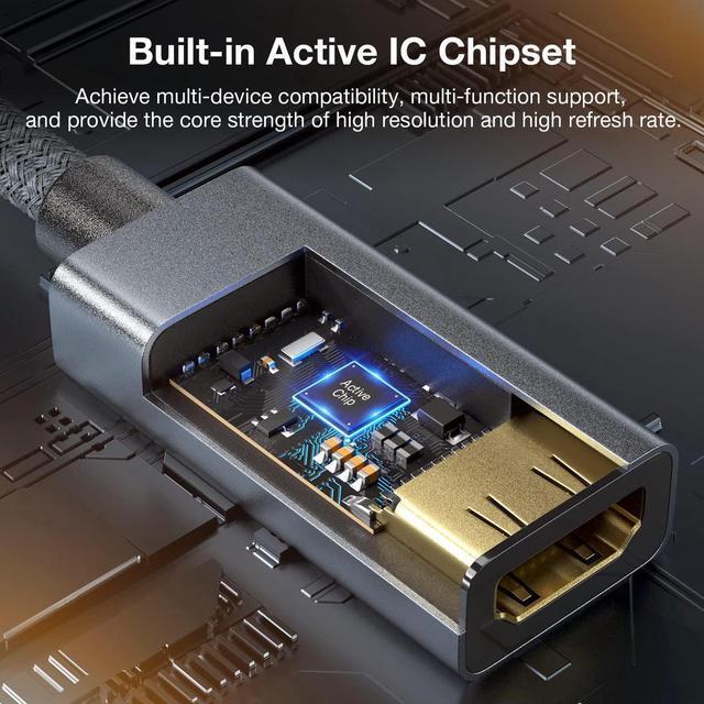 Alt view image 3 of 7 - 8K Mini DisplayPort to HDMI Adapter, Mini DP Male to HDMI 2.1 Female Converter Cable, Support 8K@60Hz, 4K@120Hz, 2K@240Hz, HDR, FreeSync, VRR for Thunderbolt 2, iMac, Surface Pro, Monitor, Graphics8K