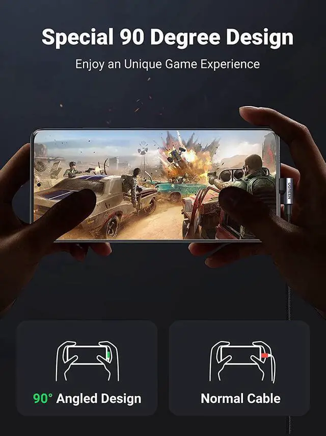 Alt view image 3 of 7 - USB C Cable 90 Degree Type C Cable 18W Fast Charging USB A to USB C Cable Right Angle Compatible with iPad Mini 6Galaxy S21 S20 Note20 S21 Z Flip 3 Z Fold Pixel PS5 GoPro Hero 8 Switch 1.5ft