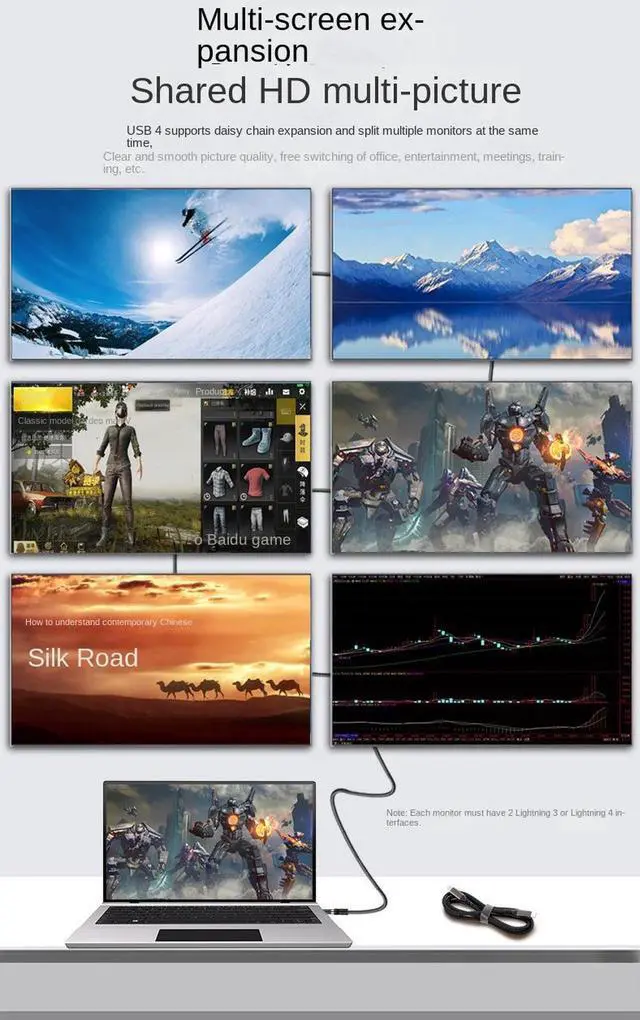 Alt view image 2 of 7 - USB-C to USB-C Cable (40Gbps) SuperSpeed [Certified] USB4 to USB Type-C, 240W Power (USB 3.1 & 3.2 Compatible) Nylon Braided, Dual 4k or Single 8K/5k @60hz Display (1.5ft/40Gbps)