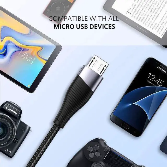 Alt view image 2 of 7 - Micro USB Charger Cable 2 Pack Nylon Braided USB 2.0 A to Micro USB Android Quick Charge Cord with Bendable Wire Connection for Samsung LG Nokia HTC Moto Nexus 6FT