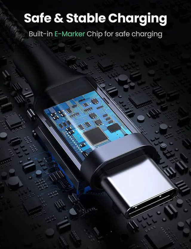 Alt view image 6 of 7 - USB C to USB C Cable 100W Fast Charging 6FT - Right Angle 5A Type C PD Nylon Braided Charging Cord Compatible for MacBook Pro Air iPad Pro 2020 Chromebook Galaxy S21 S20 Note 20 Dell XPS Pixel