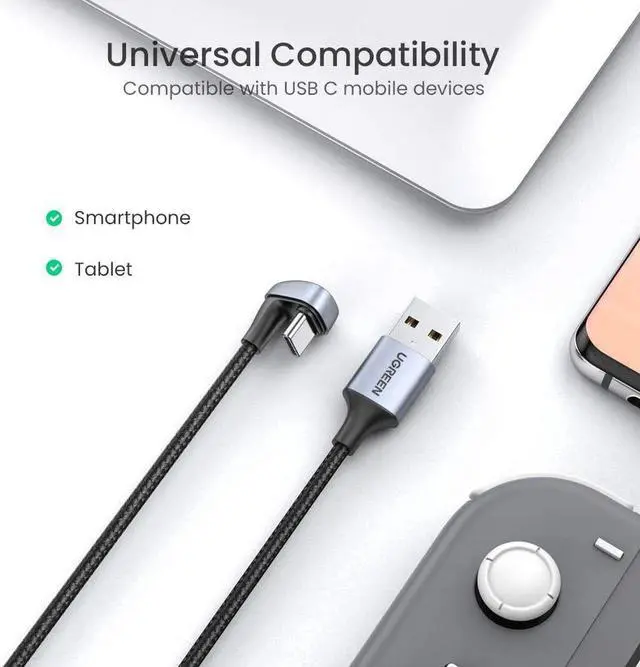Alt view image 3 of 7 - USB C Cable U Shape 6.6ft 3A Type C Fast Charging Nylon Braided Cord Compatible with Samsung Galaxy S10 S10E S9 S8 Plus Note 10 9 8 LG V40 V30 V20 G7 G6 G5 Moto Z Z3 Z4 More USB-C Devices