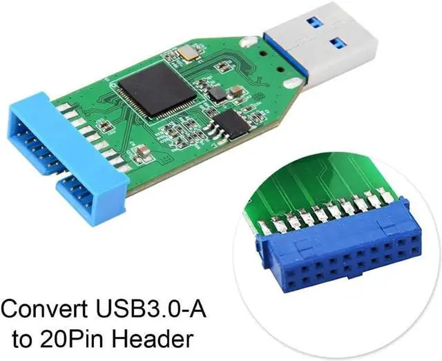 Alt view image 2 of 7 - USB 3.0 Type A Male to 20 Pin Female Motherboard Header Hub & 20 Pin Male to Dual USB3.0 Female Adapter