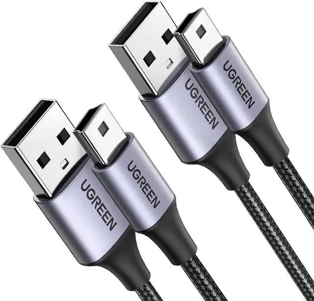 Main image of Mini USB Cable, 2 Pack (10 FT +10 FT) USB 2.0 Cable Nylon Braided USB Mini B Charging Cord Compatible with GoPro Hero 3+, PS3 Controller, Digital Camer, Dash Cam, MP3 Player, Garmin Nuvi GPS