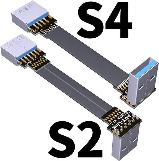 Alt view image 7 of 7 - ADT-Link USB 3.0 Cable USB to USB Cable Type A Male to Male Extension Cable Super Speed HDD 90/270 Degree Angle Up/Down Angled (20cm,S2-S4)