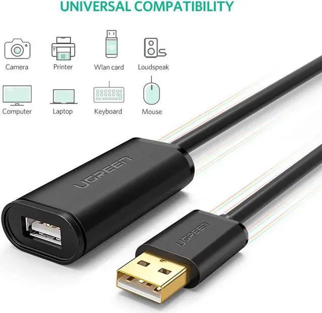 Alt view image 2 of 7 - USB 2.0 Type A Male to A Female Active Extension Cable - for Printer, Oculus Rift, HTC Vive, Keyboard, Game Console, USB Headset, Loudspeaker, scanners, Security Camera 30 Feet (10M)