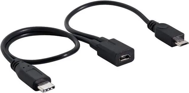 Alt view image 5 of 5 - Micro USB Female to USB 3.1 USB-C Type-C & Micro USB Male Splitter Charged Extension Cable