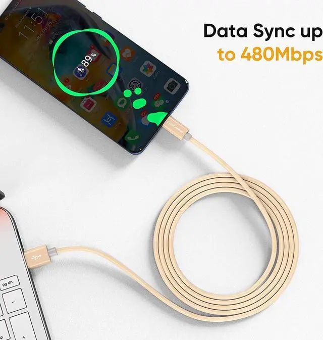 Alt view image 5 of 7 - USB C to USB Cable Short 6 inch Durable USB C to USB A Short USB C Cable Fast Charging 3A 480Mbps Data USB A to USB C for Power Bank Stylus Pen S21 S20 Pixel GoPro Hero 0.15m Gold