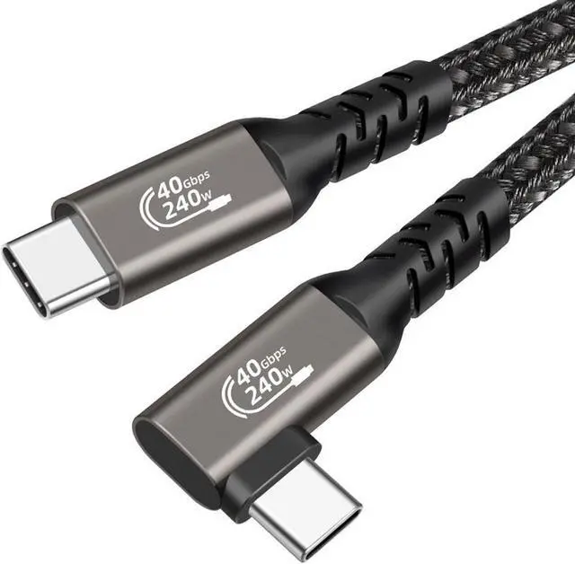 Main image of Right Angle USB4.0 USB C to USB C Cable, USB C 4.0 Gen3 Cable 1.5FT, USB-C Monitor Cable 8K, USB Type C Video Cable, 40Gbps 240W, for Mobile Phone, Notebook, MAC, SSD, Samsung,Switch
