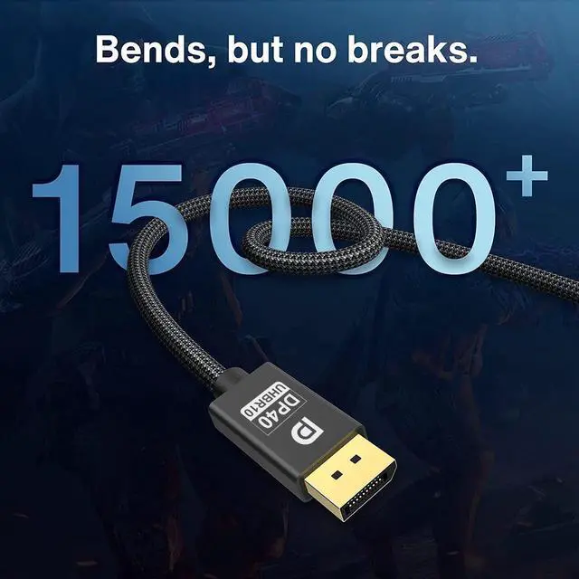 Alt view image 6 of 7 - DisplayPort Cable 2.1, 8K 3.3FT DP Cable 40Gbps 8K@60Hz HBR10 4K@120Hz 4K@144Hz 2K@240Hz Support FreeSync G-Sync HDR10 Display Port for Gaming Monitor 3090 Graphics PC