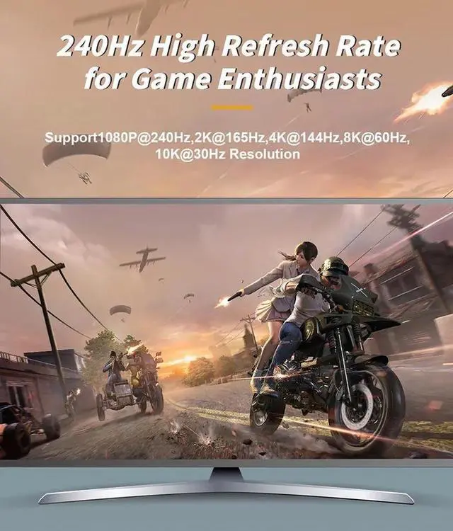 Alt view image 4 of 7 - DisplayPort Cable 2.1, 8K 3.3FT DP Cable 40Gbps 8K@60Hz HBR10 4K@120Hz 4K@144Hz 2K@240Hz Support FreeSync G-Sync HDR10 Display Port for Gaming Monitor 3090 Graphics PC
