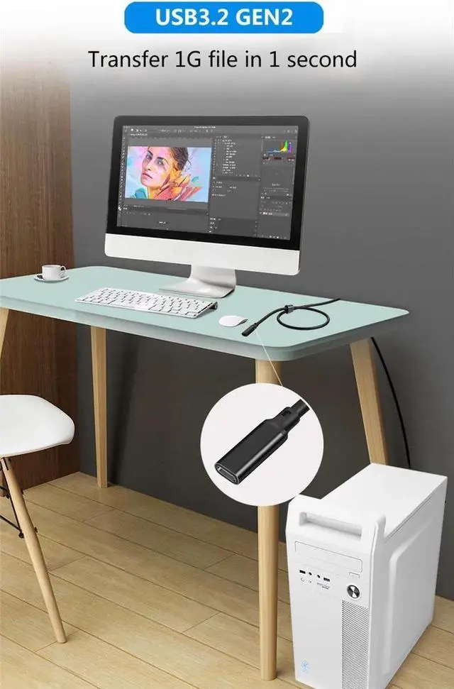 Alt view image 2 of 7 - USB C Extension Cable 1.6ft,2-Pack USB Type-C 3.1 Extender Cord 100W 10 Gbps 4K Video, USB C to USB C Male to Female for Laptop Tablet Nintendo Switch, Tablet and Mobile Phone,Dell XPS