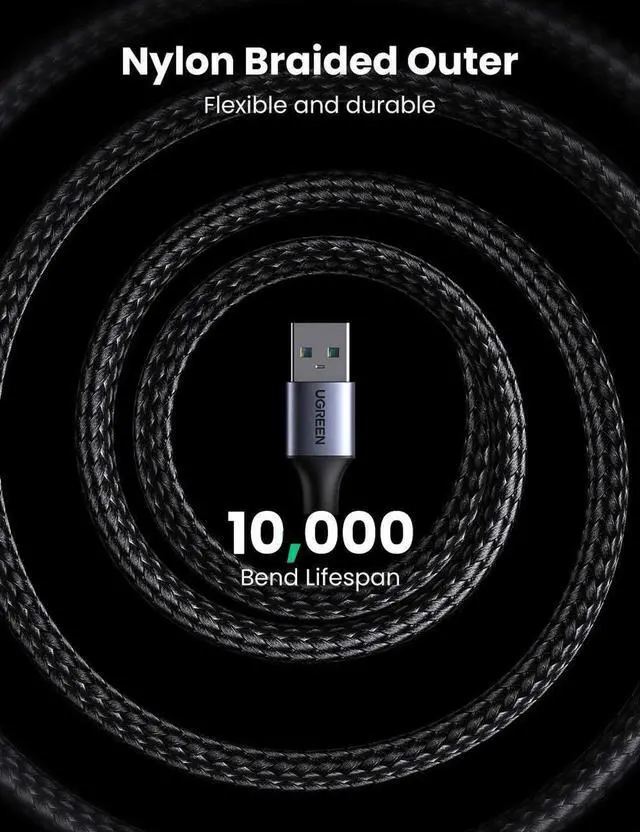 Alt view image 4 of 7 - USB 3.0 A to A Cable USB to USB Cable Type A Male to Male USB 3.0 Cable Nylon Braided Cord for Data Transfer Hard Drive Enclosures Printers Modems Cameras 1.5 FT