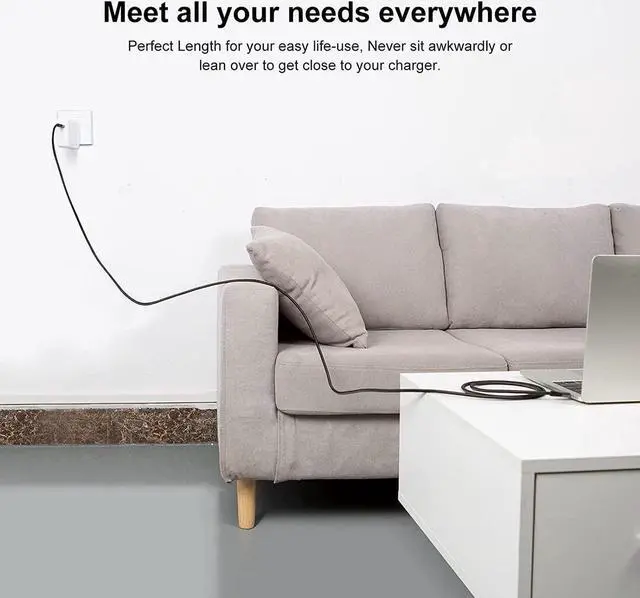 Alt view image 7 of 7 - USB C Cable 10 FT 100W 20V/5A Durable USB C to C Cable 10FT Braided Fast Charging Cable 480Mbps Data Cable for MacBook Pro iPad Air XPS S21 S20 and Other USB C Devices 3m Gray
