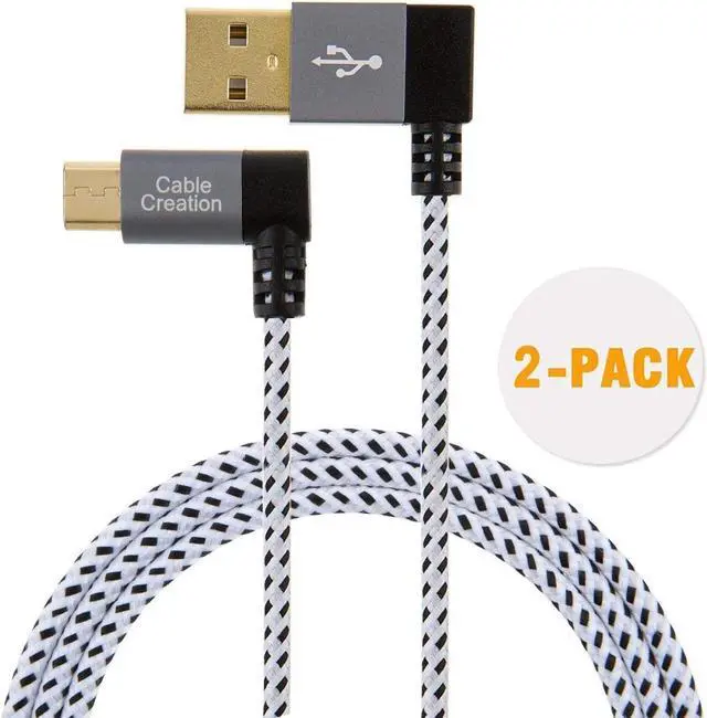 Alt view image 3 of 6 - 3 FT [2-Pack] 90 Degree USB 2.0 A to Micro USB B Cable, Double Angle-Dual Angled Micro USB Cable with Aluminium Case,1 M Space Gray