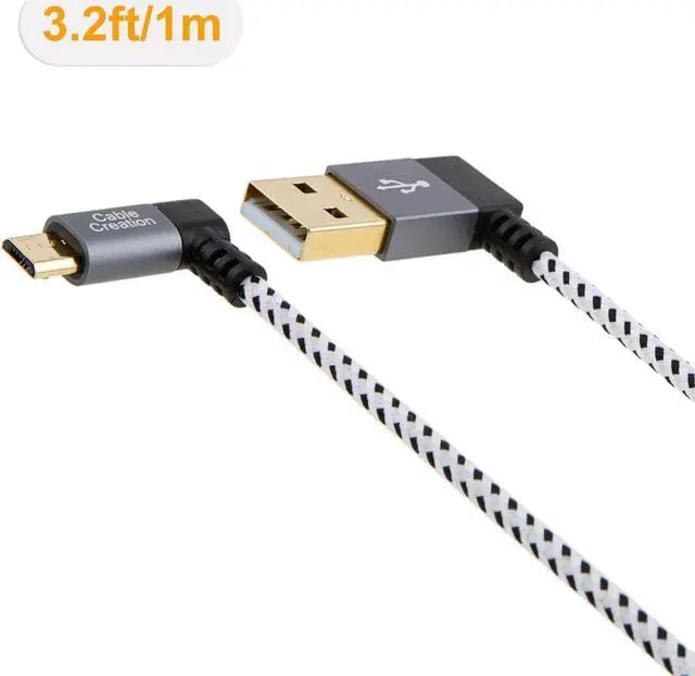 Alt view image 6 of 6 - 3 FT [2-Pack] 90 Degree USB 2.0 A to Micro USB B Cable, Double Angle-Dual Angled Micro USB Cable with Aluminium Case,1 M Space Gray