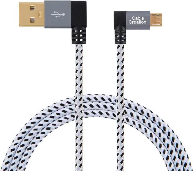 Main image of 3 FT [2-Pack] 90 Degree USB 2.0 A to Micro USB B Cable, Double Angle-Dual Angled Micro USB Cable with Aluminium Case,1 M Space Gray