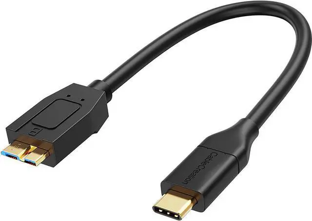 Main image of [1-Pack] Short USB C Hard Drive Cable 1FT, USB 3.1 C to Micro B Cable 10Gbps USB C to Hard Drive Cable Compatible with MacBook Pro Air Galaxy S5 My Passport Elements etc, 0.3m Black