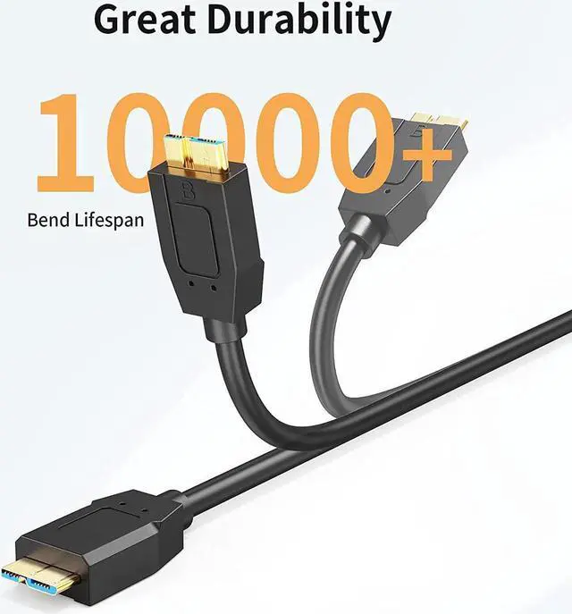 Alt view image 3 of 7 - [1-Pack] Short USB C Hard Drive Cable 1FT, USB 3.1 C to Micro B Cable 10Gbps USB C to Hard Drive Cable Compatible with MacBook Pro Air Galaxy S5 My Passport Elements etc, 0.3m Black