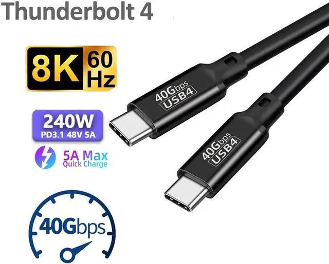 Main image of USB4 Short Cable 1.6FT, Supports Single 8K/Dual 4K@60Hz HD Display, 40 Gbps Data Transfer, 240W Charging USB C to Type-C Cable,Cpmpatible with SSD,Laptop, Hub, Docking, and all USB-C devices