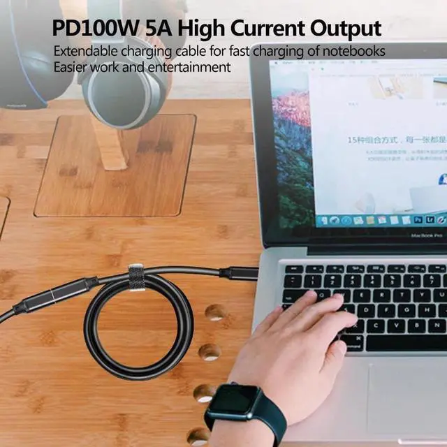 Alt view image 6 of 7 - 100W USB C Extension Cable 1.6FT 2Pack,USB C 3.2 Extender Support 100W Charging 10Gbps Data Transfer, 4K@60Hz, Type C Extension Cable for MacBook,iPad,Quest Link and Mobile Phone,Dell XPS