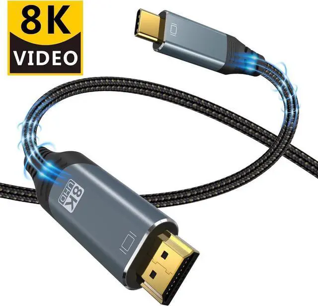 Main image of USB C to HDMI 2.1 Cable 3.3Feet, USB 3.1 Type C to 8K HDMI Cable, (8K@30Hz,4K@120Hz) Thunderbolt 3/4 Compatible, for MacBook Pro, iPad Pro, Samsung Galaxy, Dell, HP and More
