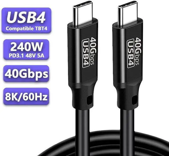 Main image of USB 4.0 240W 40Gbps Data Type-C Cable - Thunderbolt 3/4 Compatible, 8K@60Hz Video, Durable Sleeved Jacket - Compatible with Mobile Phone, Notebook, MAC, SSD and all USB-C devices (1.6ft)
