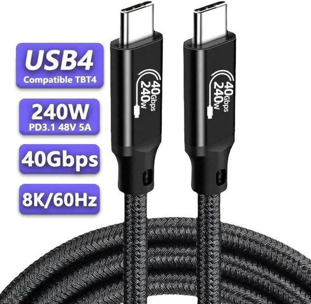 Main image of [1.6ft] 40Gbps Braided USB4 Cable with 8K Video and 240W Charging - Compatible with USB4, Thunderbolt 3/4 Cable and all USB-C devices