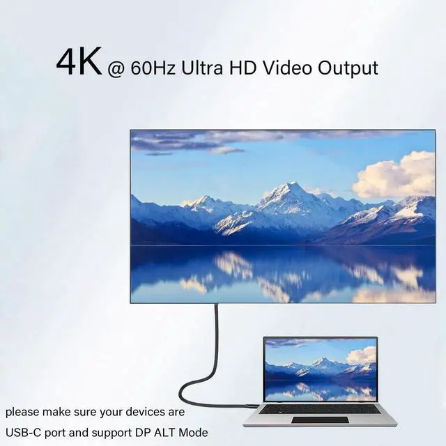Alt view image 7 of 7 - 4K 60Hz HDR Video USB 3.2 Gen 2X2 USB C Cable 20Gbps 5A/100W Fast Charge Compatible with MacBook Pro 2022/Samsung Galaxy S22/Z Fold/Z Flip/Switch, etc (10ft , 2 Pack)