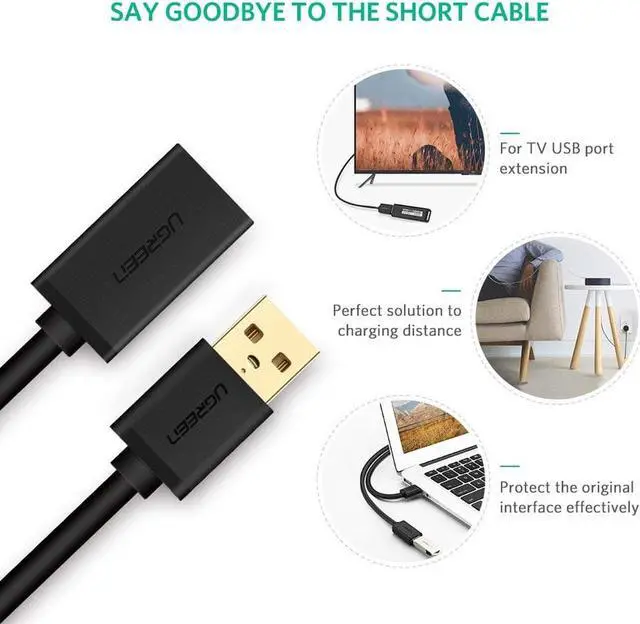 Alt view image 7 of 7 - USB 3.0 Extension Cable for Playstation, Xbox, USB Flash Drive, Card Reader, Hard Drive, Keyboard, Printer, Camera-(1.65ft, 0.5m)