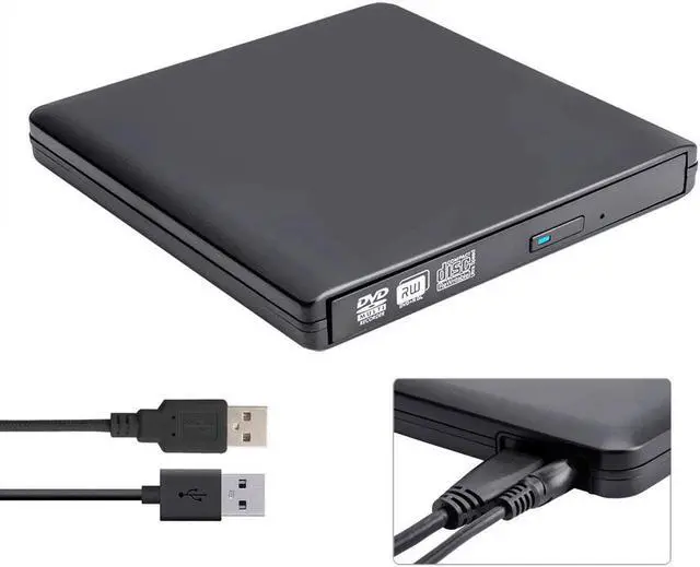 Alt view image 7 of 7 - Aluminum External CD DVD Drive, USB Type C Dual Port CD Drive, DVD +/-RW CD +/-RW Writer Burner Player with Classic Silver for MacBook Air, MacBook Pro, Mac OS, PC Laptop (XD058, Black)